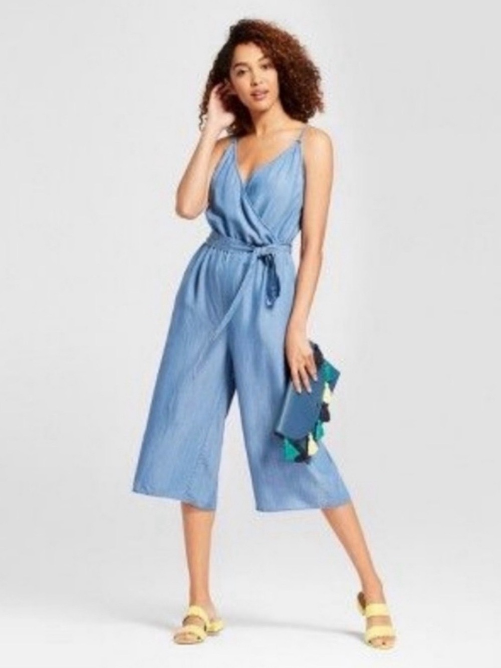 A New Day Wide Leg Denim Chambray Jumpsuit